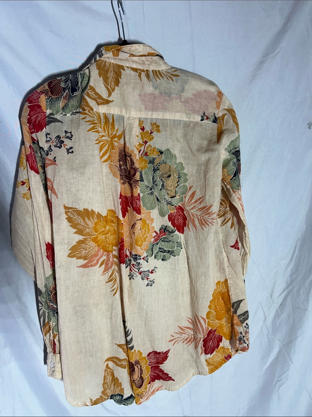 Vintage Floral Button-Up Shirt in Cream, Mustard & Rust - Picture 4 of 5